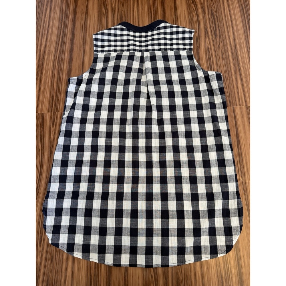 Passports 100% Cotton Sleeveless Navy Gingham Top Cottagecore Classic Beach Sz M - Picture 6 of 6